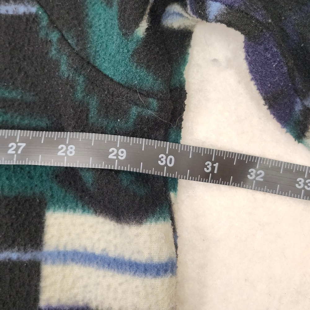 Vintage 90s Aztec Southwestern Fleece Shacket 4X Oversized Teal Button Down Navy - Picture 4 of 6